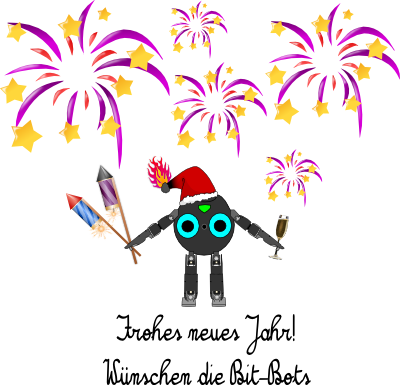 Bit-Bot mit Feuerwerk