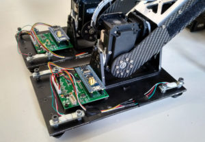 The feet of our robot with sensors on top.